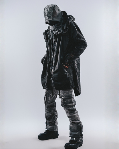 Post-Apocalyptic Darkwear Reversible Distressed Spliced Coat