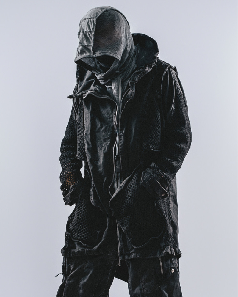 Post-Apocalyptic Darkwear Reversible Distressed Spliced Coat