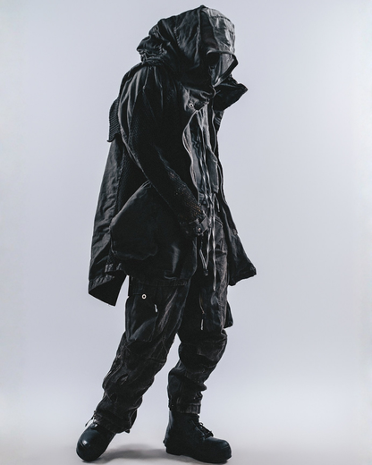 Post-Apocalyptic Darkwear Reversible Distressed Spliced Coat