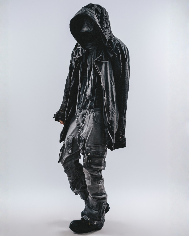 Post-Apocalyptic Darkwear Reversible Distressed Spliced Coat
