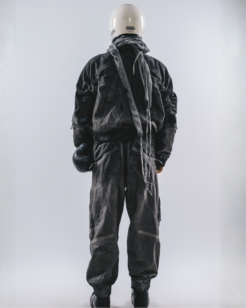 Post-Apocalyptic Washed Multi-Pocket 3D Bomber Jacket