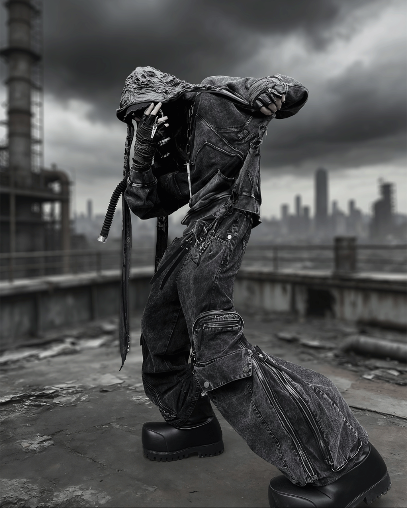 Post-Apocalyptic Washed l Multi-Pocket Cargo Jeans