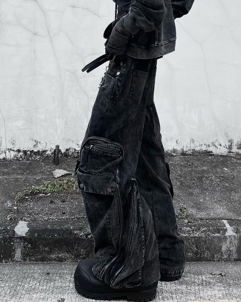 Post-Apocalyptic Washed l Multi-Pocket Cargo Jeans
