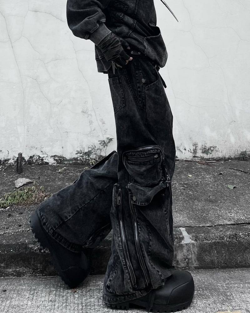 Post-Apocalyptic Washed l Multi-Pocket Cargo Jeans
