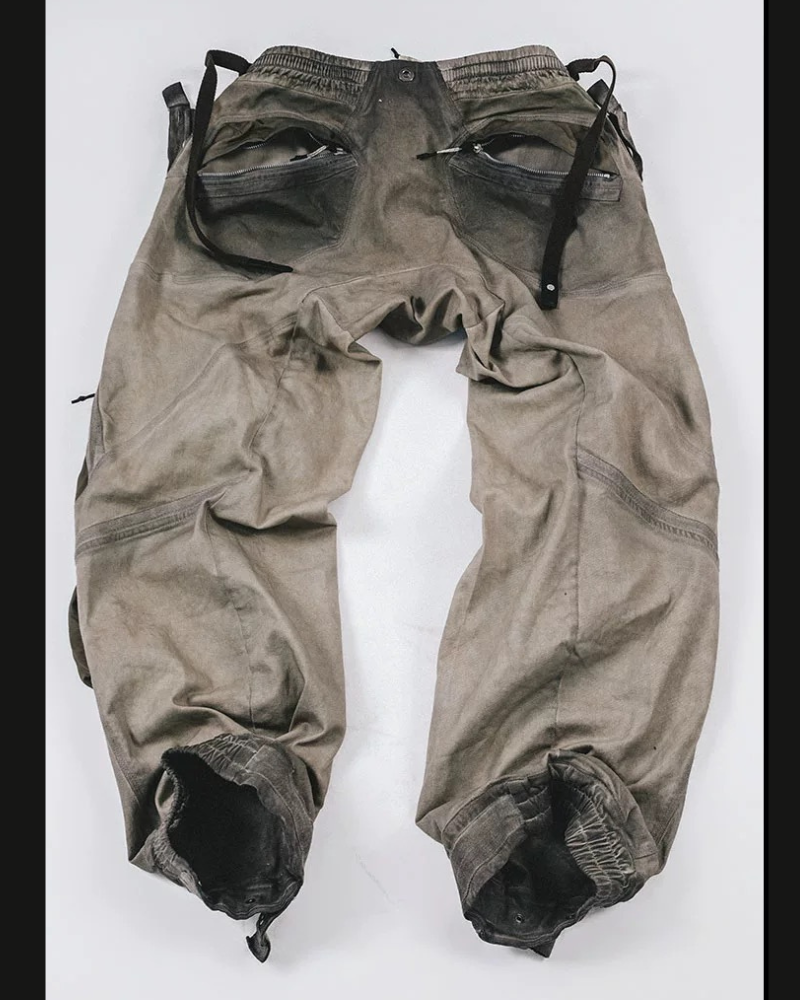 Post-Apocalyptic Washed 3D Panel Multi-Pocket Cargo Pants