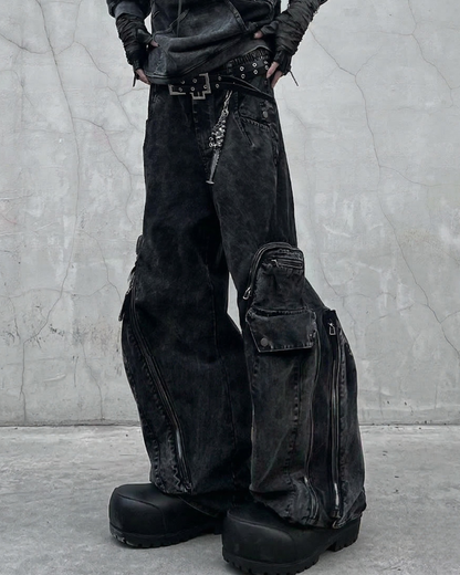 Post-Apocalyptic Washed l Multi-Pocket Cargo Jeans