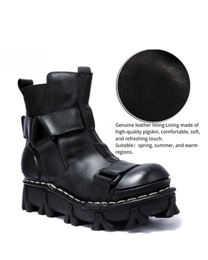 Techwear Punk Style Unisex Motorcycle Platform Boots
