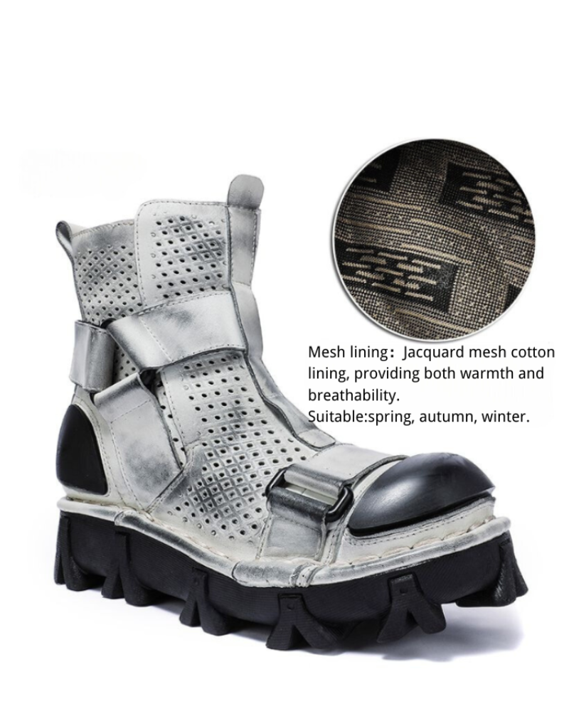 Techwear Punk Style Unisex Motorcycle Platform Boots