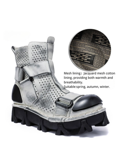 Techwear Punk Style Unisex Motorcycle Platform Boots