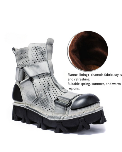 Techwear Punk Style Unisex Motorcycle Platform Boots