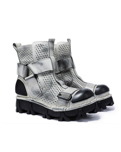 Techwear Punk Style Unisex Motorcycle Platform Boots