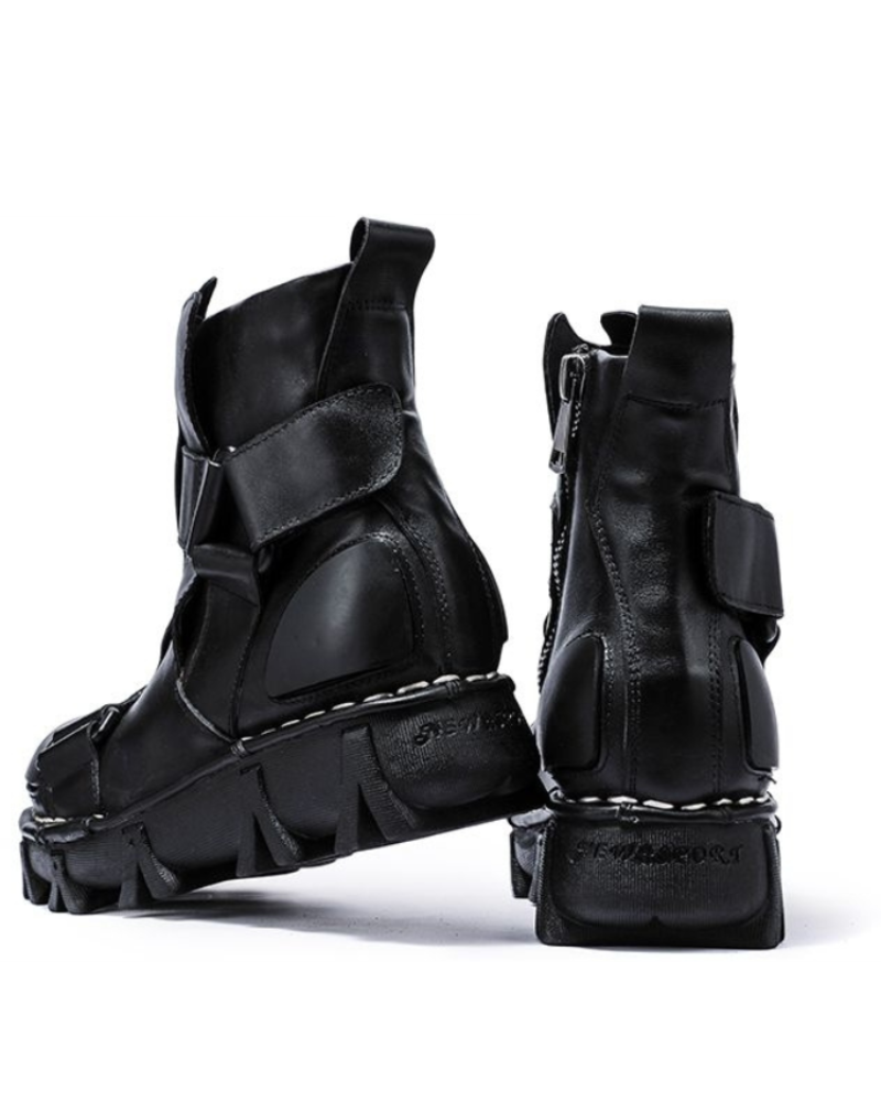 Techwear Punk Style Unisex Motorcycle Platform Boots