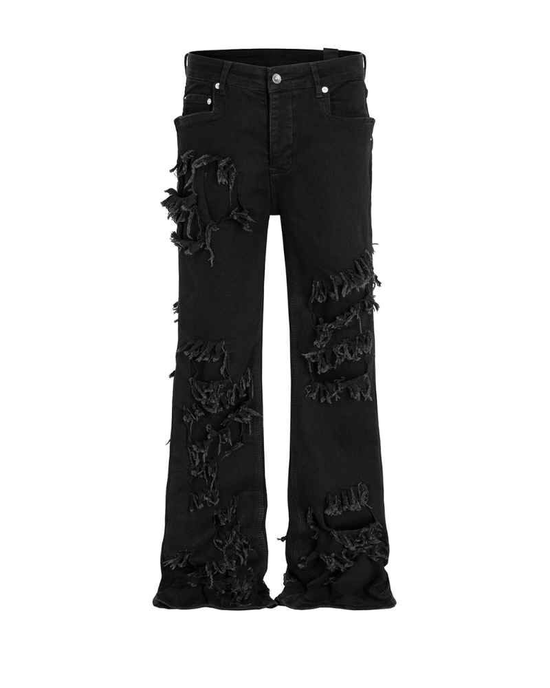 Punk Opium Style Raw Edge Y2K Flared Jeans