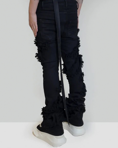 Punk Opium Style Raw Edge Y2K Flared Jeans