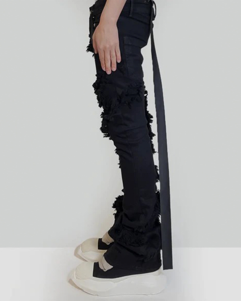 Punk Opium Style Raw Edge Y2K Flared Jeans