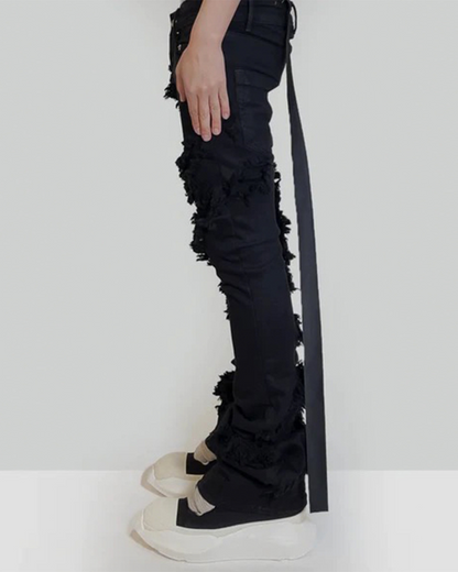 Punk Opium Style Raw Edge Y2K Flared Jeans
