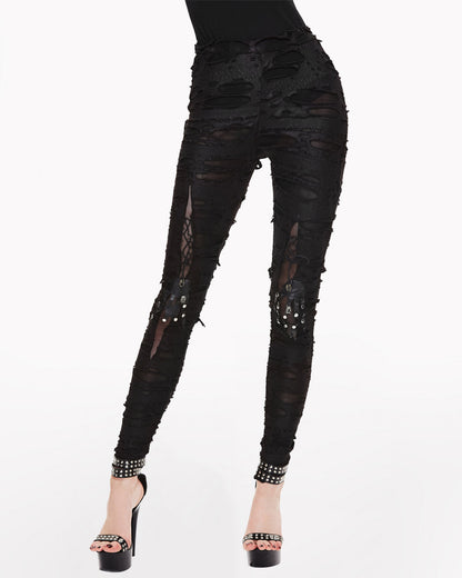 Grunge Destroyed Skinny Women Stretch Punk Pants