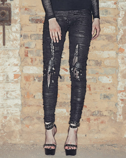 Grunge Destroyed Skinny Women Stretch Punk Pants
