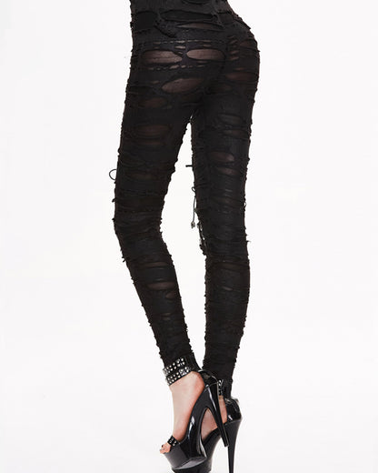 Grunge Destroyed Skinny Women Stretch Punk Pants