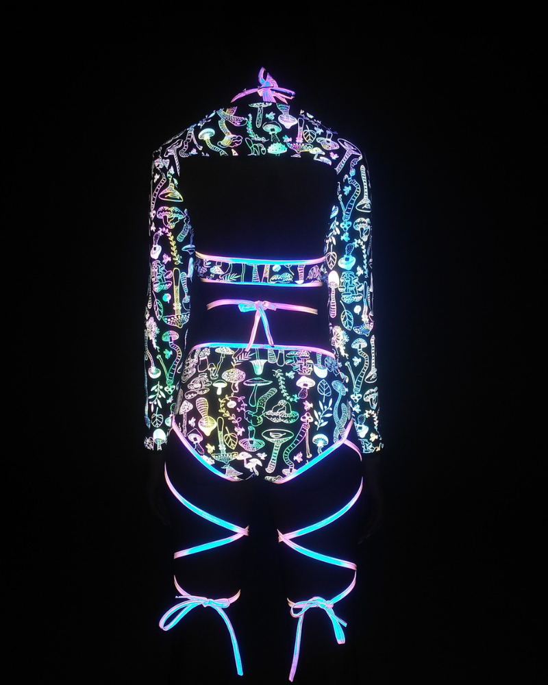 Reflective Rave Clothing Cross Strap Shiny Swimsuit