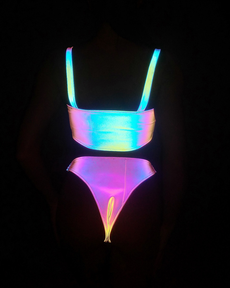Reflective Rave Clothing Shiny Bikini Set – Techwear Official