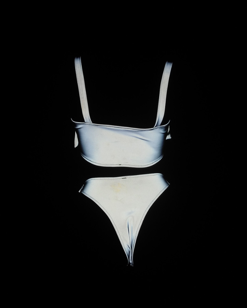 Silver Reflective Rave Reflective Rave Clothing Shiny Bikini Set – Techwear Official