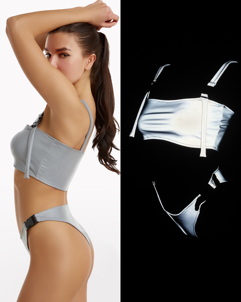 Reflective Rave Clothing Shiny Bikini Set