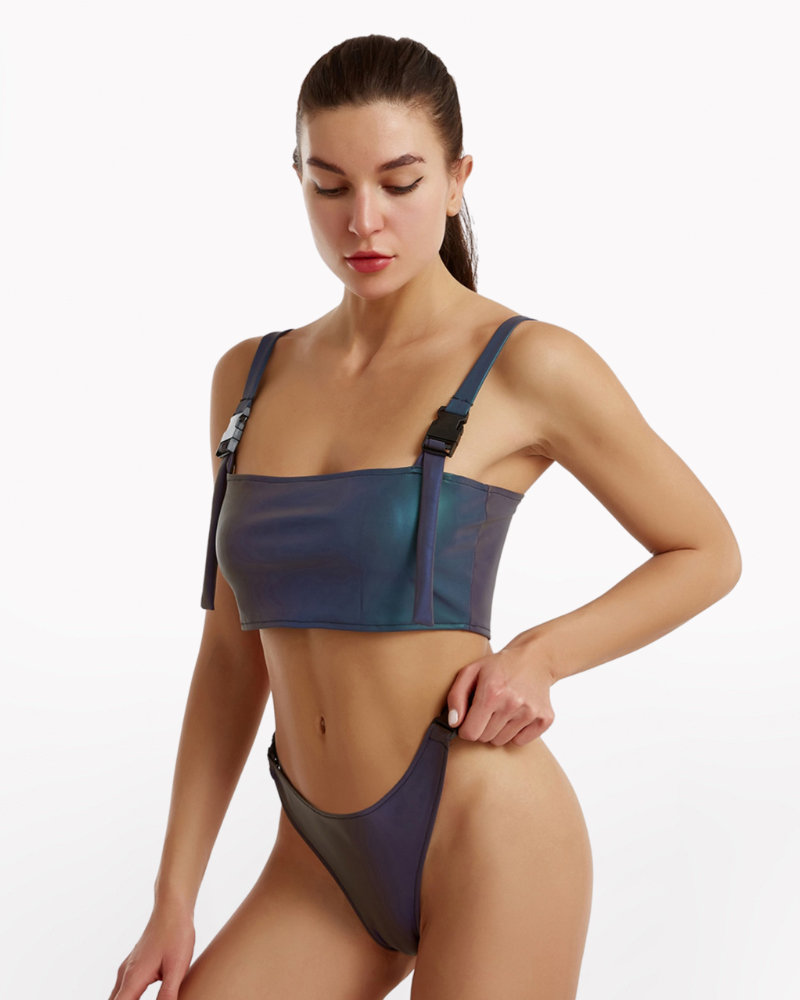 Reflective Rave Clothing Shiny Bikini Set