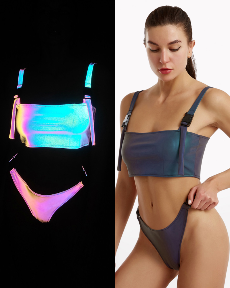 Reflective Rave Clothing Shiny Bikini Set