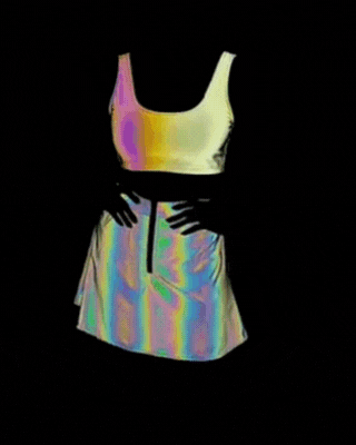 Reflective Rave Clothing Shiny Skirt Tank Two Piece Set （Individual pi ...