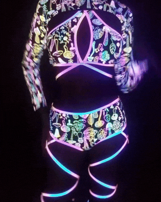 Reflective Rave Clothing Cross Strap Shiny Swimsuit