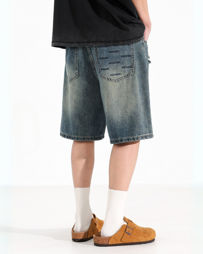 Streetwear Ripped Straight-Cut Baggy Jorts