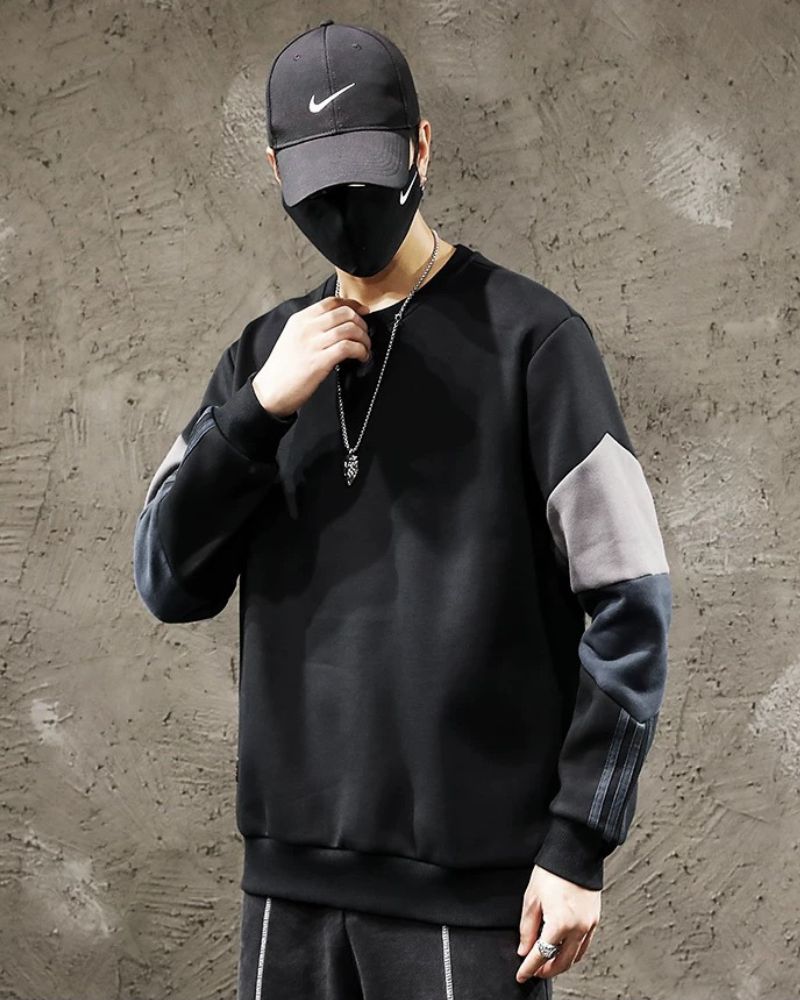 Round Neck Color Block Hoodie