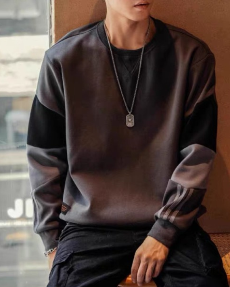 Round Neck Color Block Hoodie