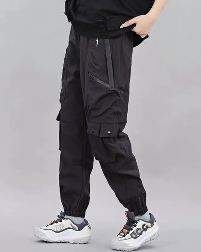 Unisex Black Samurai Multi-Pocket Cargo Pants
