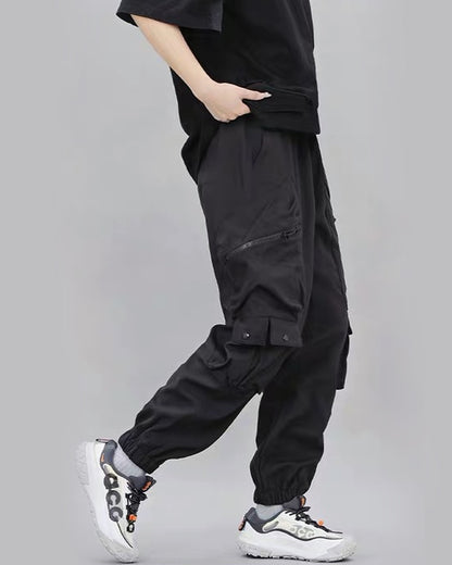 Unisex Black Samurai Multi-Pocket Cargo Pants