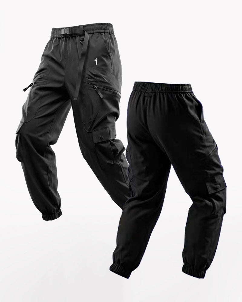 Unisex Black Samurai Multi-Pocket Cargo Pants