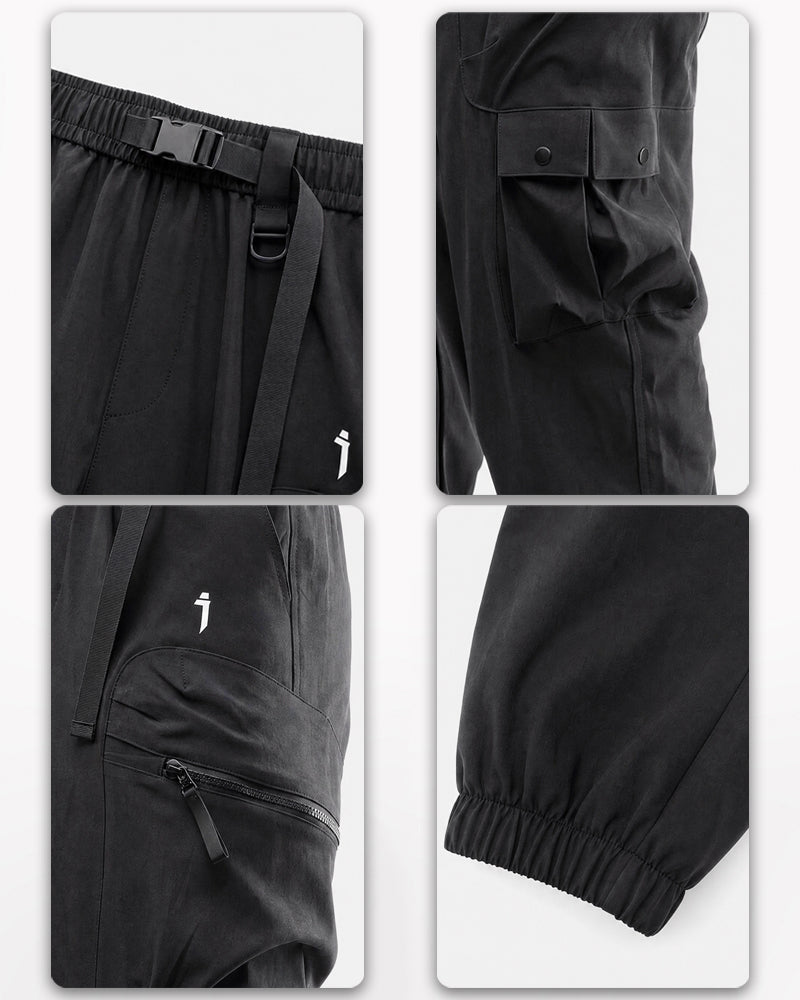 Unisex Black Samurai Multi-Pocket Cargo Pants