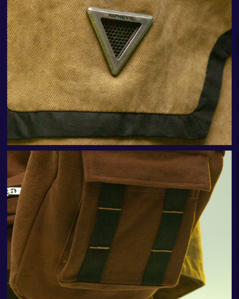 XIPHEVIL Cyberpunk Outfits Sandstone Asymmetrical Jacket