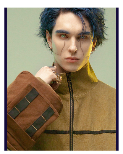 XIPHEVIL Cyberpunk Outfits Sandstone Asymmetrical Jacket