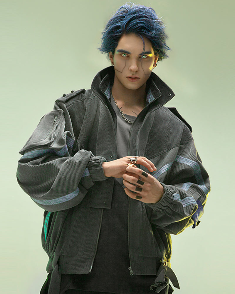 XIPHEVIL Cyberpunk Outfits Shadow Patrol Corduroy Jacket
