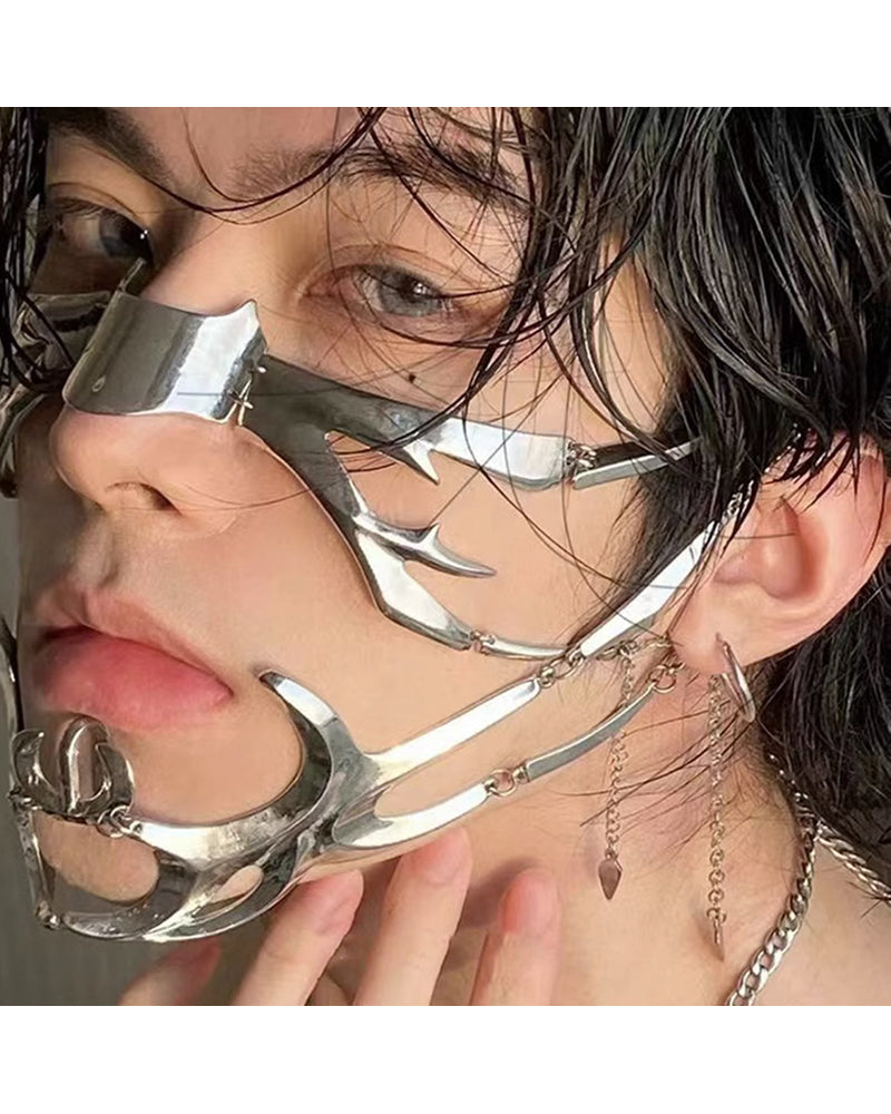 Silver Lip Ring Facial Accessory Cyberpunk Mask