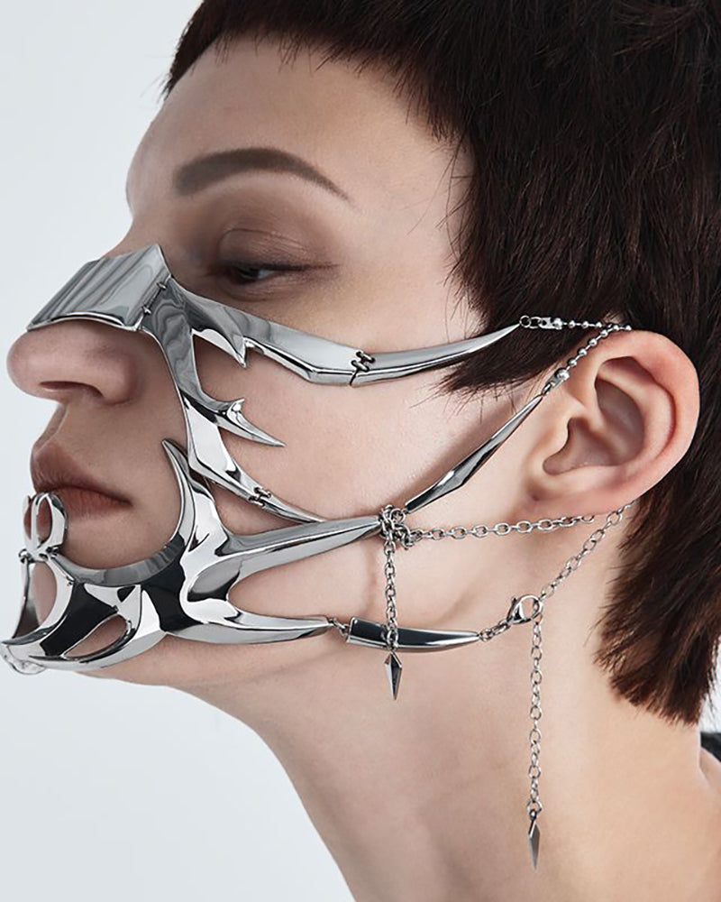 Silver Lip Ring Facial Accessory Cyberpunk Mask