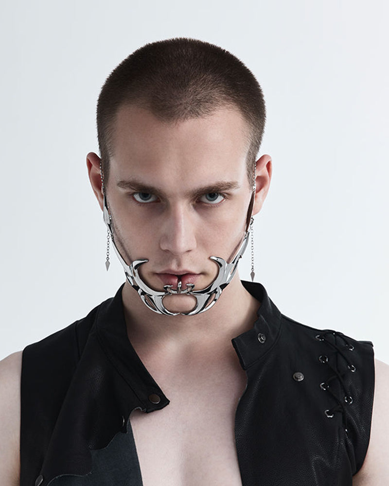 Silver Lip Ring Facial Accessory Cyberpunk Mask