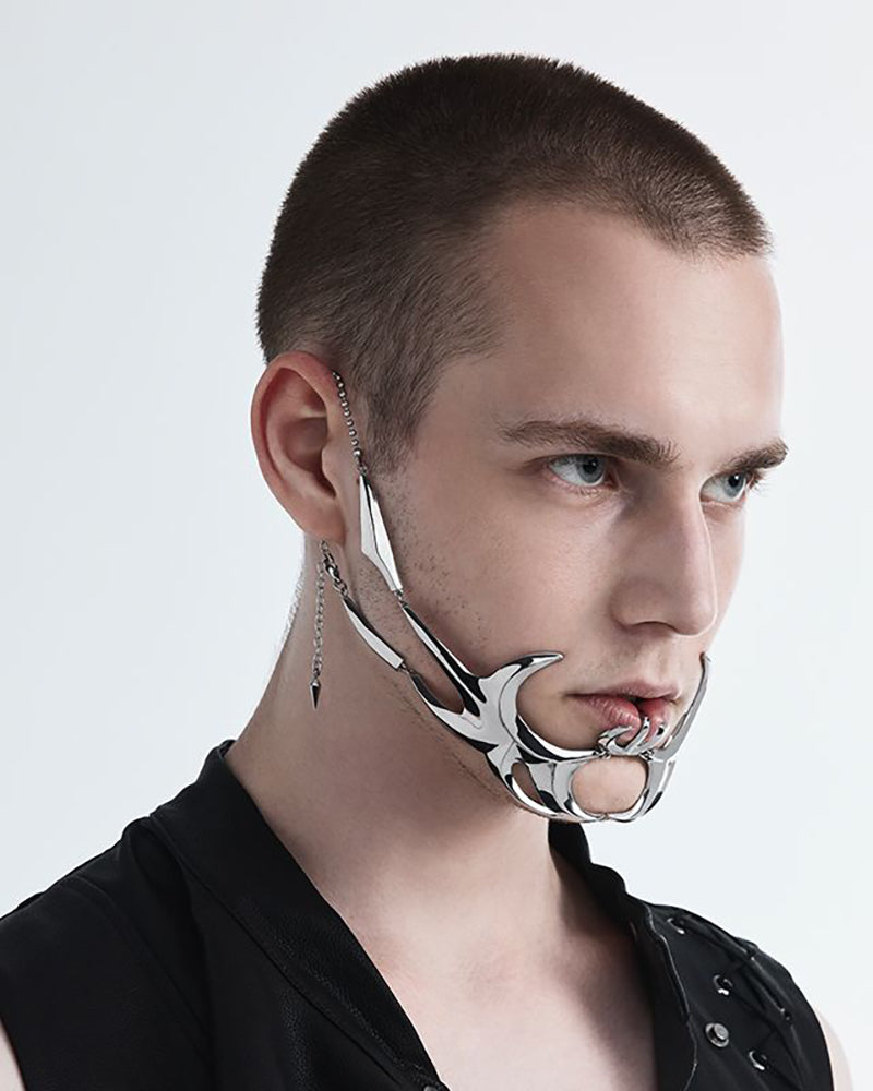 Silver Lip Ring Facial Accessory Cyberpunk Mask