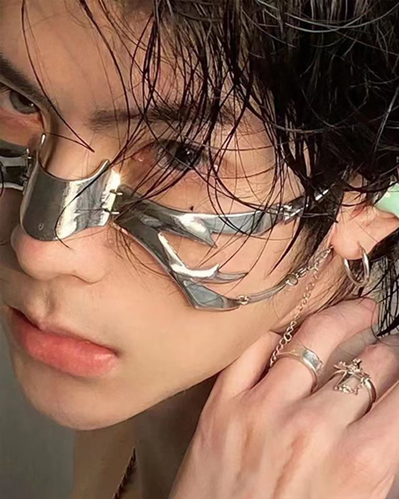 Silver Lip Ring Facial Accessory Cyberpunk Mask