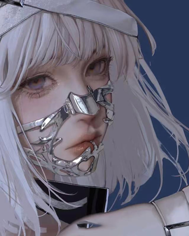 Silver Lip Ring Facial Accessory Cyberpunk Mask