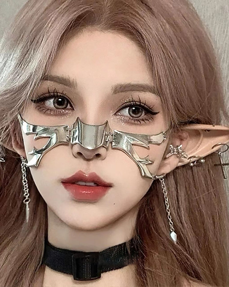 Silver Lip Ring Facial Accessory Cyberpunk Mask