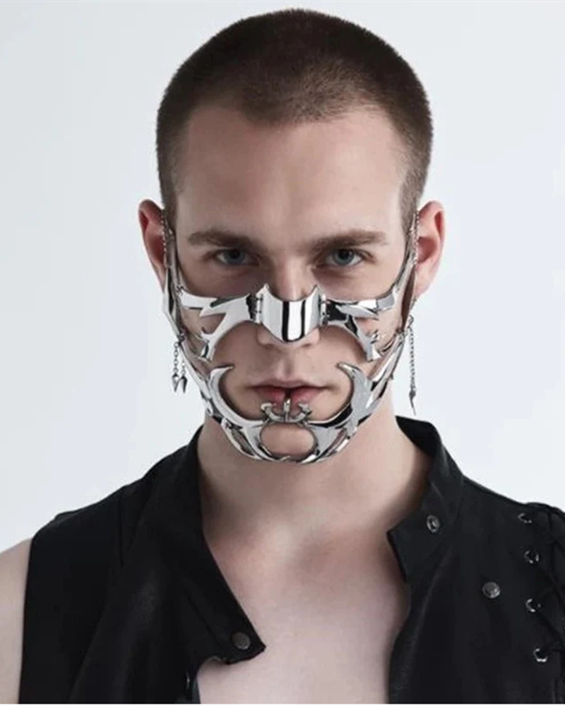 Silver Lip Ring Facial Accessory Cyberpunk Mask