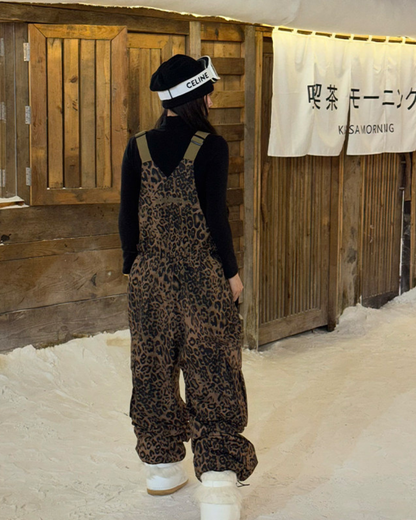 Ski Wear 3L Insulated Waterproof Leopard Ski Bib Pants - Unisex